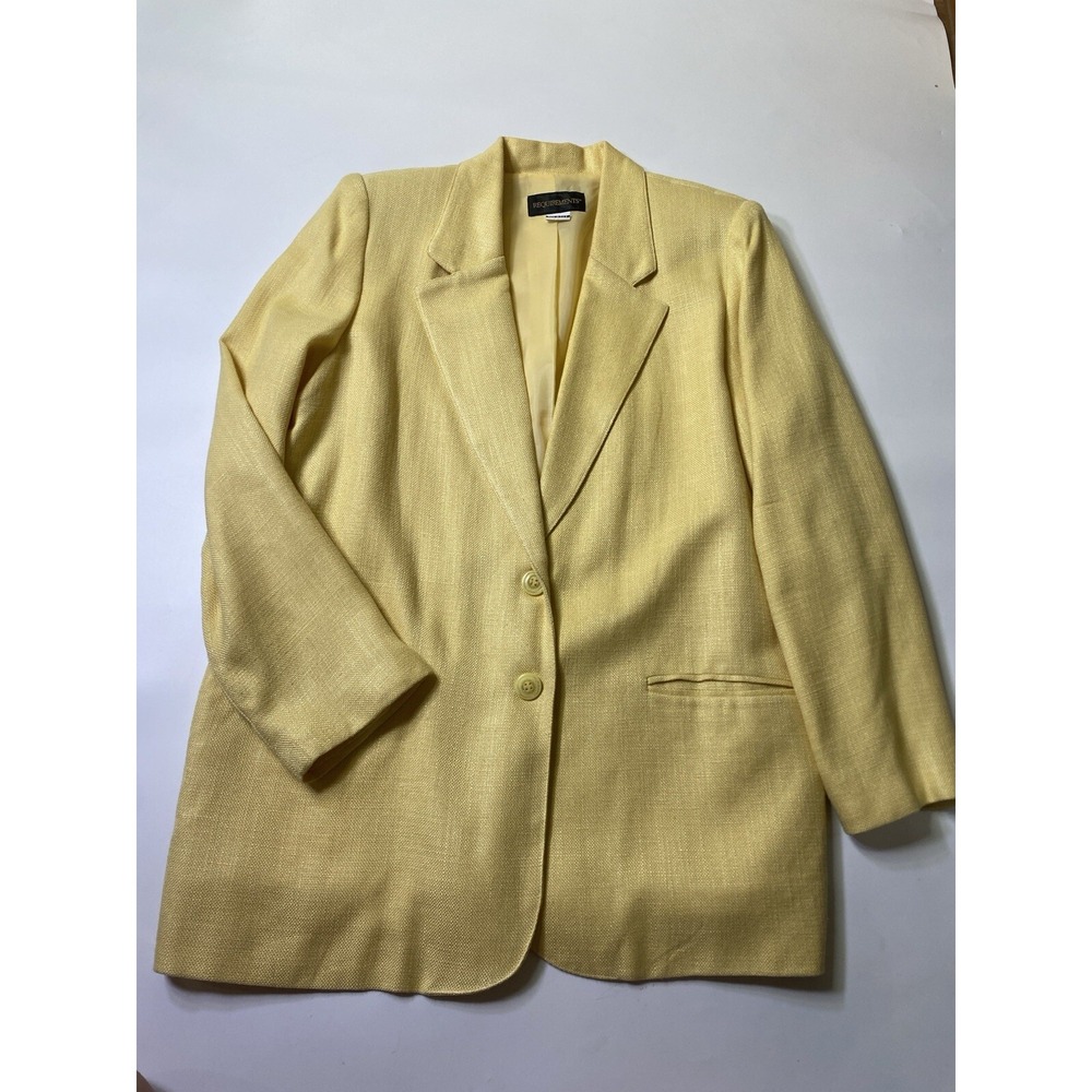 VTG Requirements Women's Lined Banana Yellow Rayon Jacket Blazer Size 14 Coastal